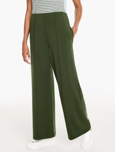 Talbots Airknit Stretch Hollywood Waist Wide Leg Pants - Nori - Xs  In Green