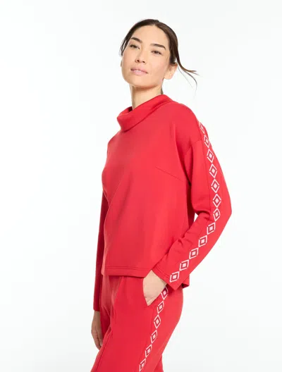 Talbots Airknit Stretch Mockneck Pullover Sweater - Embroidered - Haute Red - Xs