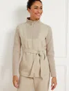 Talbots Airknit Stretch Mockneck Sweater Jacket - Oat - 3x  In Oat