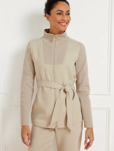 Talbots Airknit Stretch Mockneck Sweater Jacket - Oat - 3x
