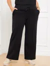 Talbots Airknit Stretch Pintuck Wide Leg Pants - Black - 3x  In Black