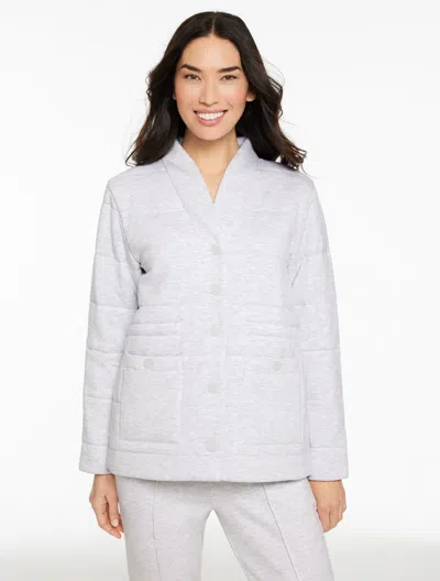 Talbots Airknit Stretch Quilted Jacket - Cloud Heather - Large  In Gray