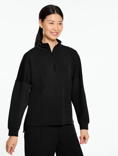 Talbots Airknit Stretch Ribbed Half-zip Pullover Sweater - Black - Xs