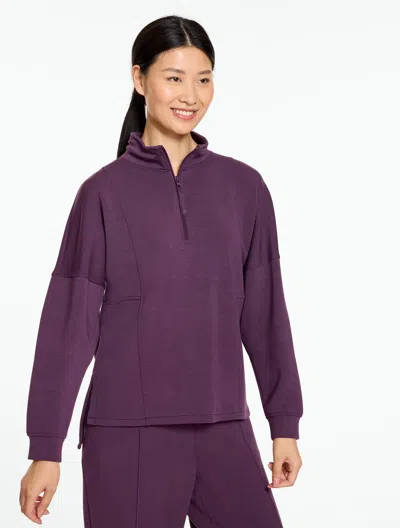 Talbots Airknit Stretch Ribbed Half-zip Pullover Sweater - Blackberry Wine - Xs