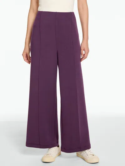 Talbots Airknit Stretch Ribbed High Waist Wide Leg Pants - Blackberry Wine - Xs