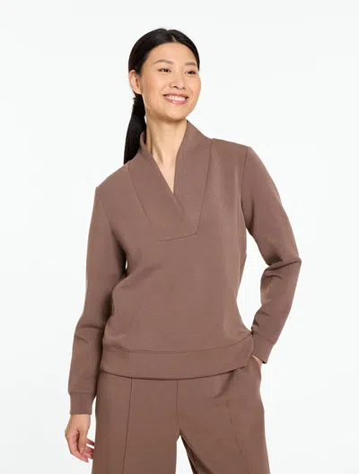 Talbots Airknit Stretch Ribbed V-neck Pullover Sweater - Brown Coffee - Xs