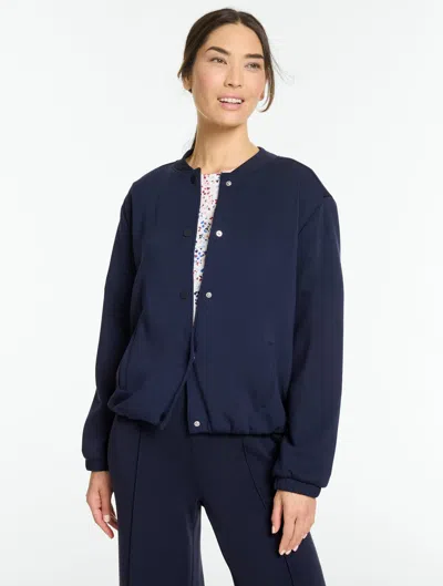 Talbots Airknit Stretch Snap Button Front Jacket - Blue - Xs