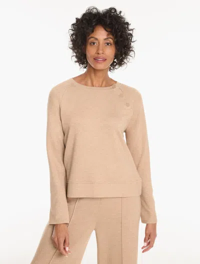 Talbots Airknit Stretch Snap Raglan Pullover Sweater - Heathered - Chanterelle - Xs  In Neutral