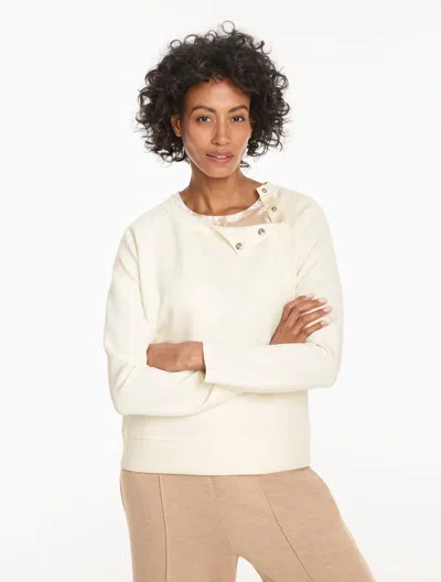 Talbots Airknit Stretch Snap Raglan Pullover Sweater - Ivory - Xs  In Neutral