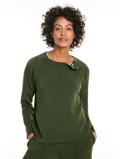 Talbots Airknit Stretch Snap Raglan Pullover Sweater - Nori - Xs  In Green