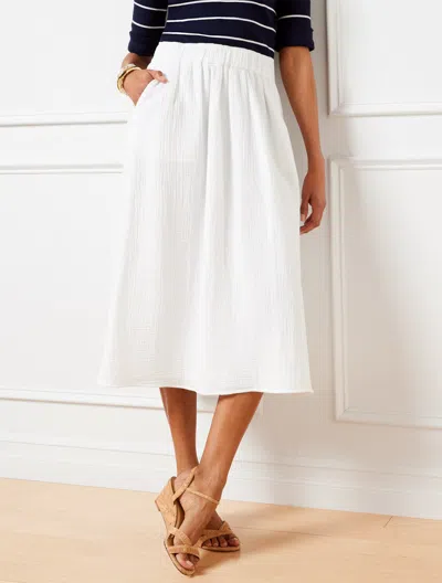 Talbots Plus Size - Airy Gauze Midi Skirt - White - X - 100% Cotton