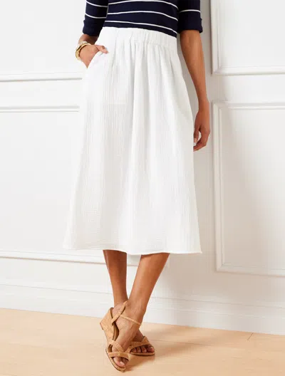Talbots Misses - Airy Gauze Midi Skirt - White - Large - 100% Cotton