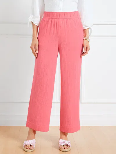 Talbots Misses - Airy Gauze Wide Leg Pants - Sunset Rose - Large - 100% Cotton