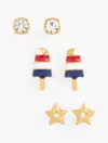 Talbots Americana Stud Earring Set - Red/gold - 001