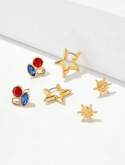 Talbots Americana Stud Earring Set - Red / Gold - 001  In Multi
