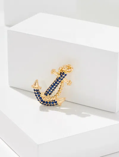 Talbots Anchors Up Brooch - Catalina Blue/gold - 001