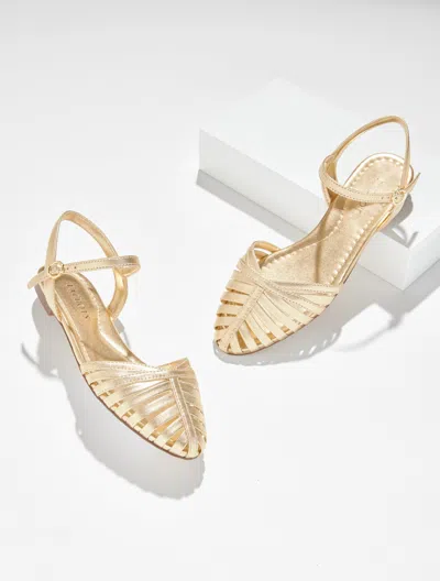 Talbots Ansly Metallic Nappa Fisherman Flats - Gold - 9 1/2 M