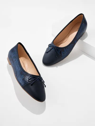 Talbots Ansly Nappa Embossed Ballet Flats - Blue - 5m
