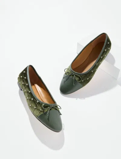 Talbots Ansly Quilted Velvet Ballet Flats - Nori - 5m  In Animal Print
