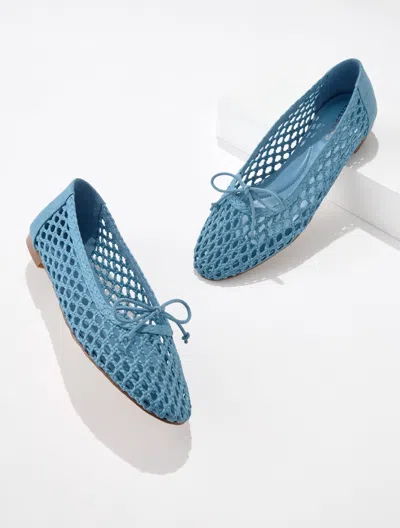 Talbots Ansly Woven Raffia Ballet Flats - Medium Blue - 5m