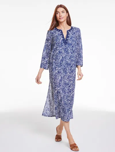 Talbots Aqua Club Maxi Caftan Cover-up - Ink - Xs  In Black
