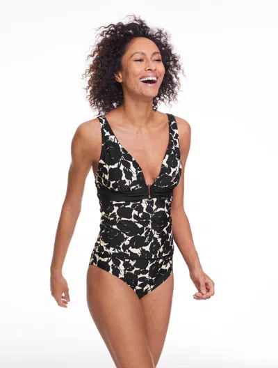 Talbots Aqua Club V-neck Tankini - Capri Rose - Ivory - Xl  In White