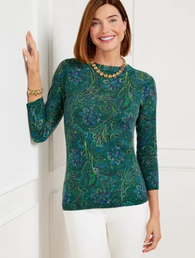 Talbots Audrey Cashmere Sweater - Majestic Paisley - Highland Green - 3x
