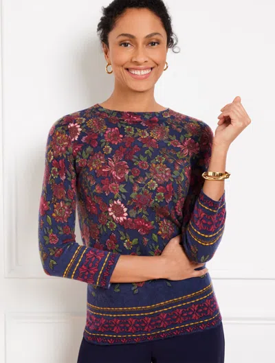 Talbots Audrey Cashmere Sweater - Stunning Floral - Ink - 2x