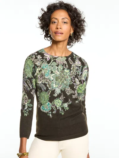 Talbots Audrey Cashmere Sweater - Fresco Floral - Olive - Xs