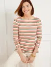 Talbots Petite - Authentic  T-shirt - La Mer Stripe - Ivory - Medium - 100% Cotton In Ivory