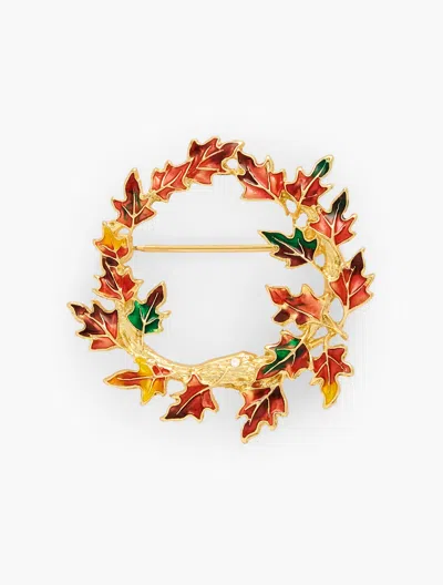 Talbots Autumn Wreath Brooch - Red Currant/gold - 001