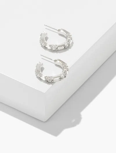 Talbots Baguette Hoop Earrings - Crystal/silver - 001