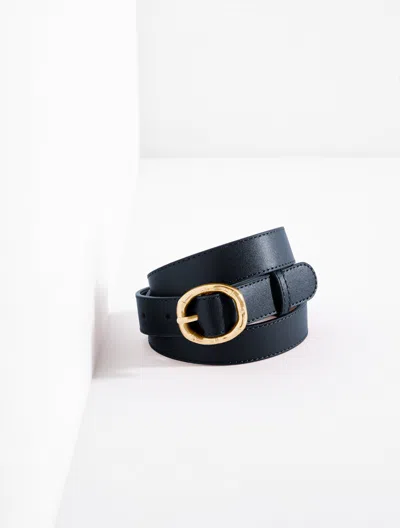 Talbots Bamboo Buckle Leather Belt - Blue - Xl