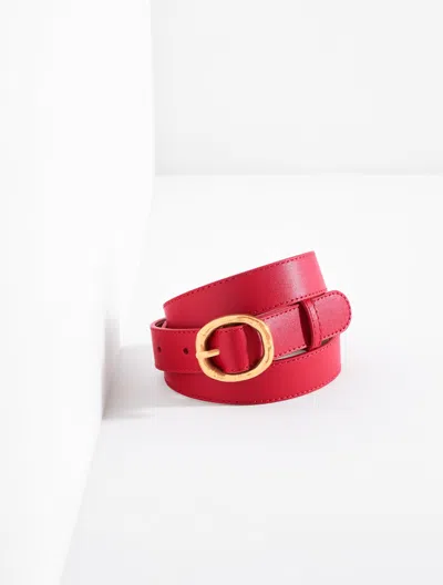 Talbots Bamboo Buckle Leather Belt - Red - Xl