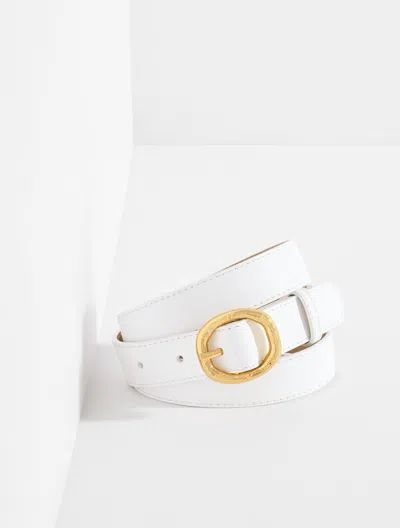 Talbots Bamboo Buckle Leather Belt - White - Xl