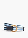 Talbots Bamboo Buckle Striped Webbing Belt - White/chambray/indigo - Large  In White,chambray,indigo