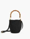 Talbots Bamboo Handle Straw Bucket Bag - Black - 001  In Black