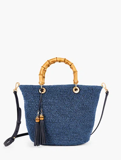 Talbots Bamboo Handle Straw Tote - Blue - 001
