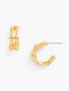 Talbots Bamboo Texture Hoop Earrings - Gold - 001