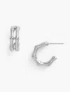 Talbots Bamboo Texture Hoop Earrings - Shiny Silver - 001  In Metallic
