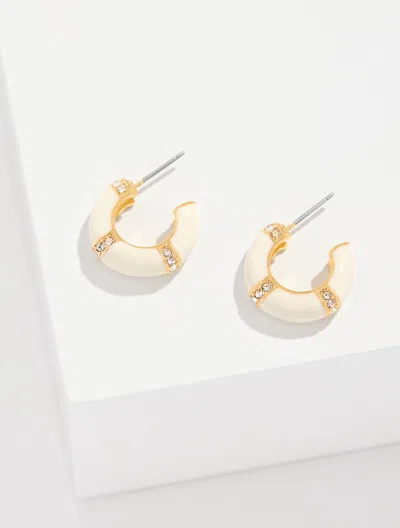 Talbots Banded Enamel Hoop Earrings - Ivory/gold - 001  In Multi