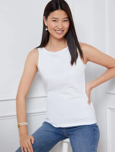 Talbots Bateau Neck Sleeveless Tank Top - White - Xl