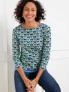 Talbots Bateau Neck T-shirt - Abstract Watercolor Floral - Ink - 2x  In Ink