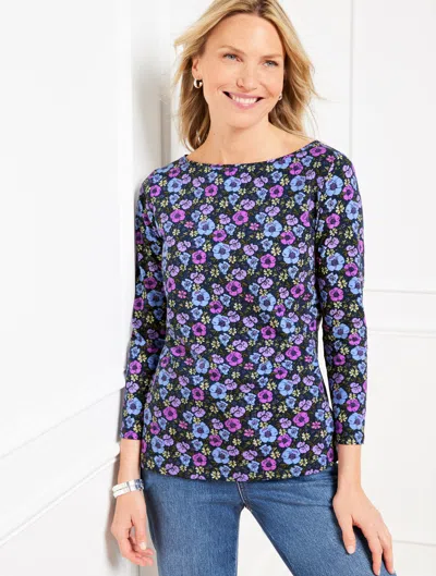 Talbots Bateau Neck T-shirt - Poppy Ditsy - Ink - 3x