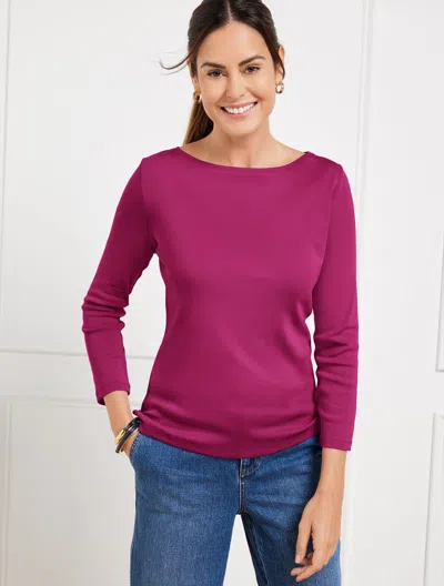 Talbots Bateau Neck T-shirt - Solids - Plumrose - 2x  In Plumrose