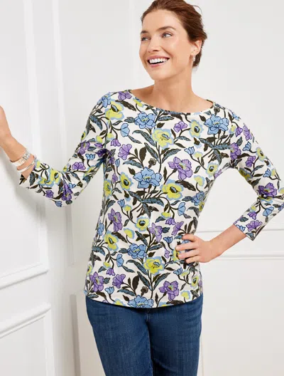 Talbots Bateau Neck T-shirt - Splendid Floral - Ivory - 1x