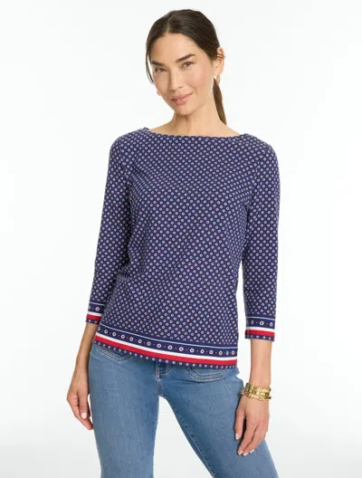Talbots Bateau Neck T-shirt - Foulard Floral - Red - Xs
