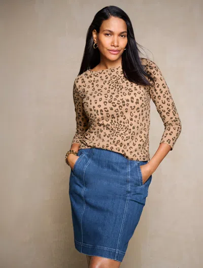 Talbots Bateau Neck T-shirt - Modern Leopard - Brown - Xs