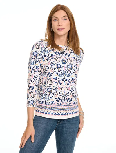 Talbots Bateau Neck T-shirt - Wildflowers - Pearl Wihte_ - Xs  In Multi