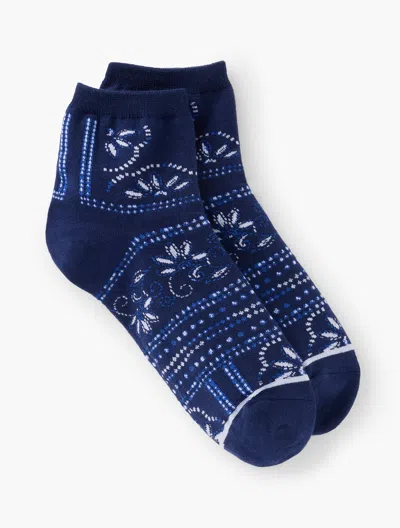 Talbots Batik Floral Crew Socks - Ink - 001